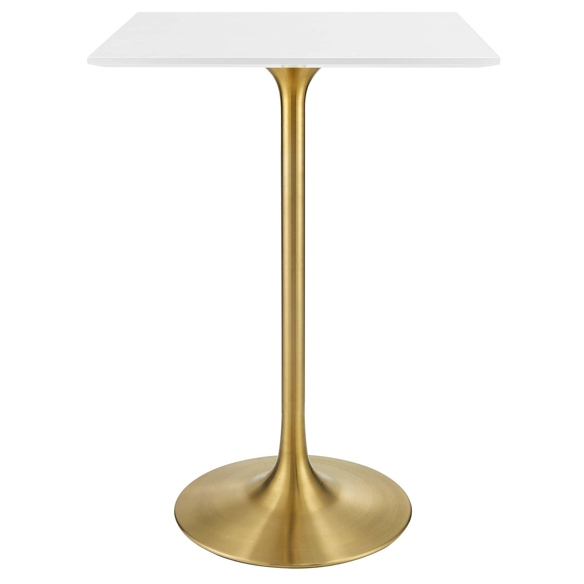 Lippa Square Wood Bar Table white top with gold pedestal base Modway on Tampa Home & Garden Store