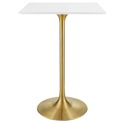 Lippa Square Wood Bar Table white top with gold pedestal base Modway on Tampa Home & Garden Store