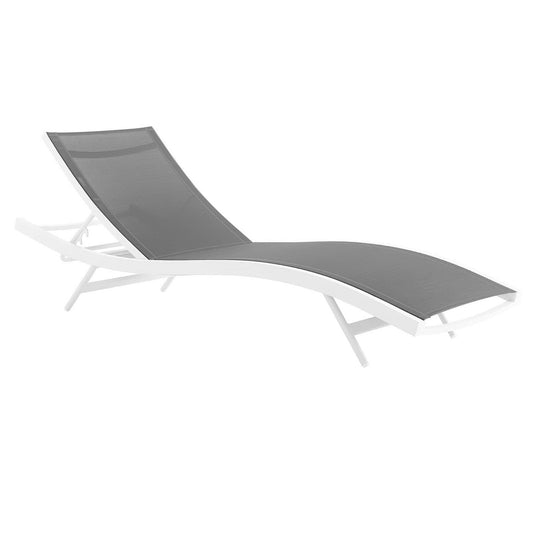 Glimpse outdoor mesh chaise lounge chair by Modway, gray mesh seat, white frame on Tampa Home & Garden Store