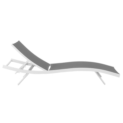 Glimpse Outdoor Patio Mesh Chaise Lounge Chair by Modway with gray mesh and white frame on Tampa Home & Garden Store