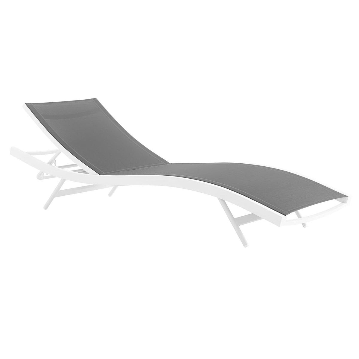 Glimpse outdoor mesh chaise lounge chair in grey fabric with white frame on Tampa Home & Garden Store
