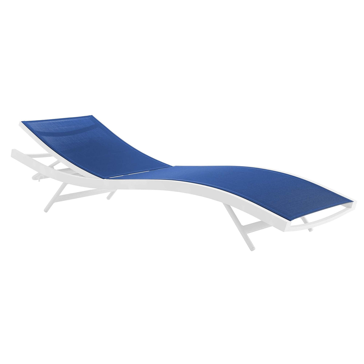 Glimpse outdoor patio mesh chaise lounge chair by Modway in blue mesh with white frame on Tampa Home & Garden Store
