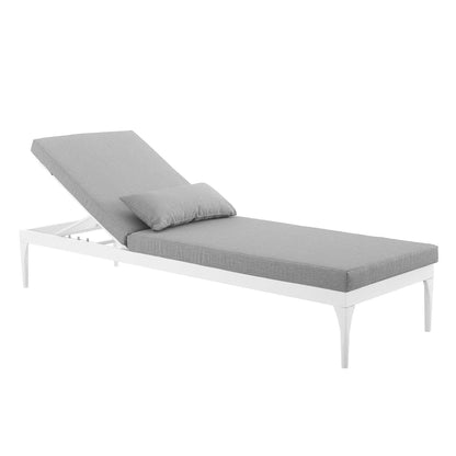 Perspective Cushion outdoor chaise lounge chair with grey cushions on white frame HouseOfZazla on Tampa Home & Garden Store