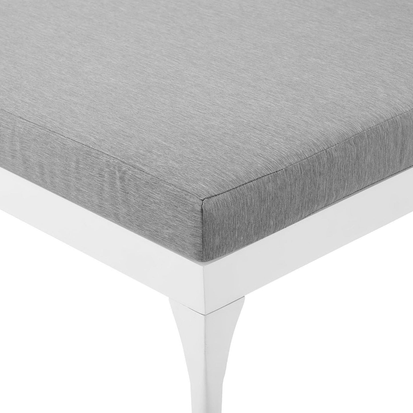 Perspective Cushion Outdoor Chaise Lounge Chair gray fabric white legs on Tampa Home & Garden Store