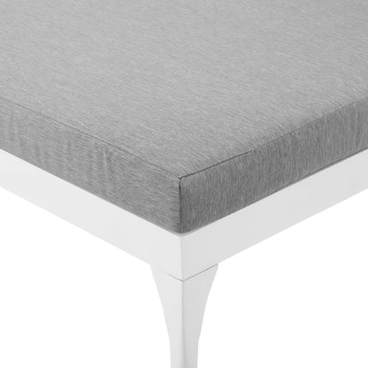 Perspective Cushion Outdoor Chaise Lounge Chair gray fabric white legs on Tampa Home & Garden Store