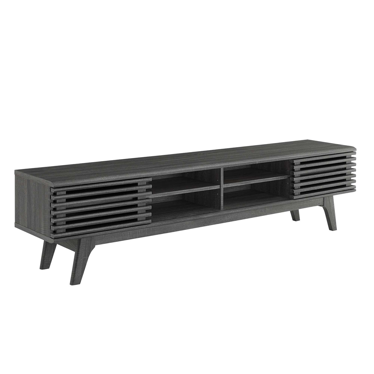 Render 70" Entertainment Center TV Stand by Modway in dark wood with slatted sides on Tampa Home & Garden Store