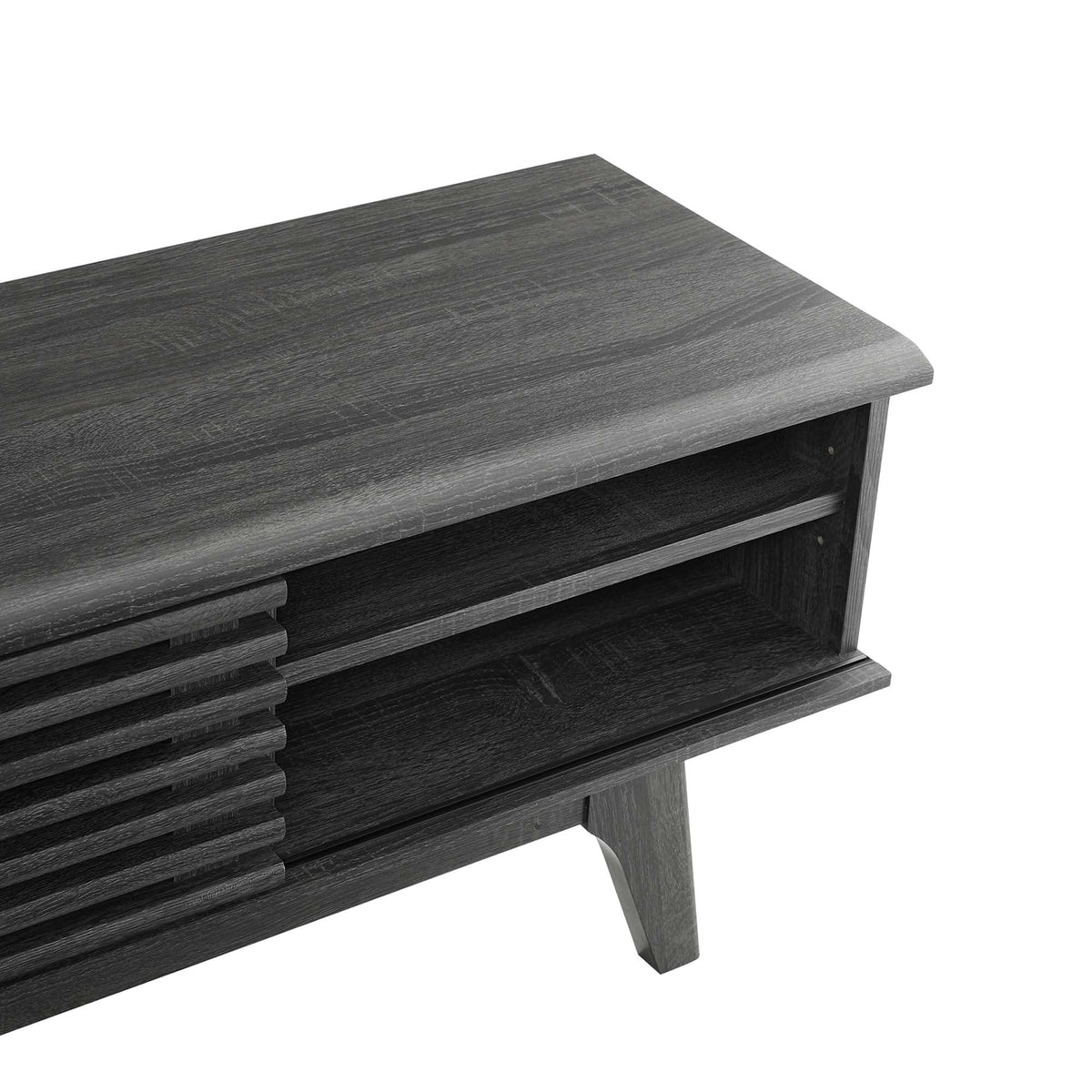 Render 70in Entertainment Center TV Stand by Modway in dark wood grain with slatted sides on Tampa Home & Garden Store