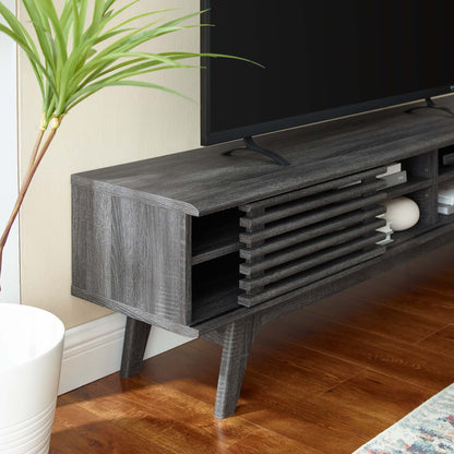 Render 70in entertainment center TV stand by Modway in dark gray wood with slatted storage on Tampa Home & Garden Store