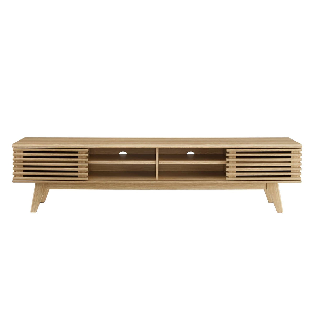 Render 70-inch entertainment center TV stand by Modway in natural wood with slatted sides on Tampa Home & Garden Store