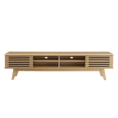 Render 70-inch entertainment center TV stand by Modway in natural wood with slatted sides on Tampa Home & Garden Store