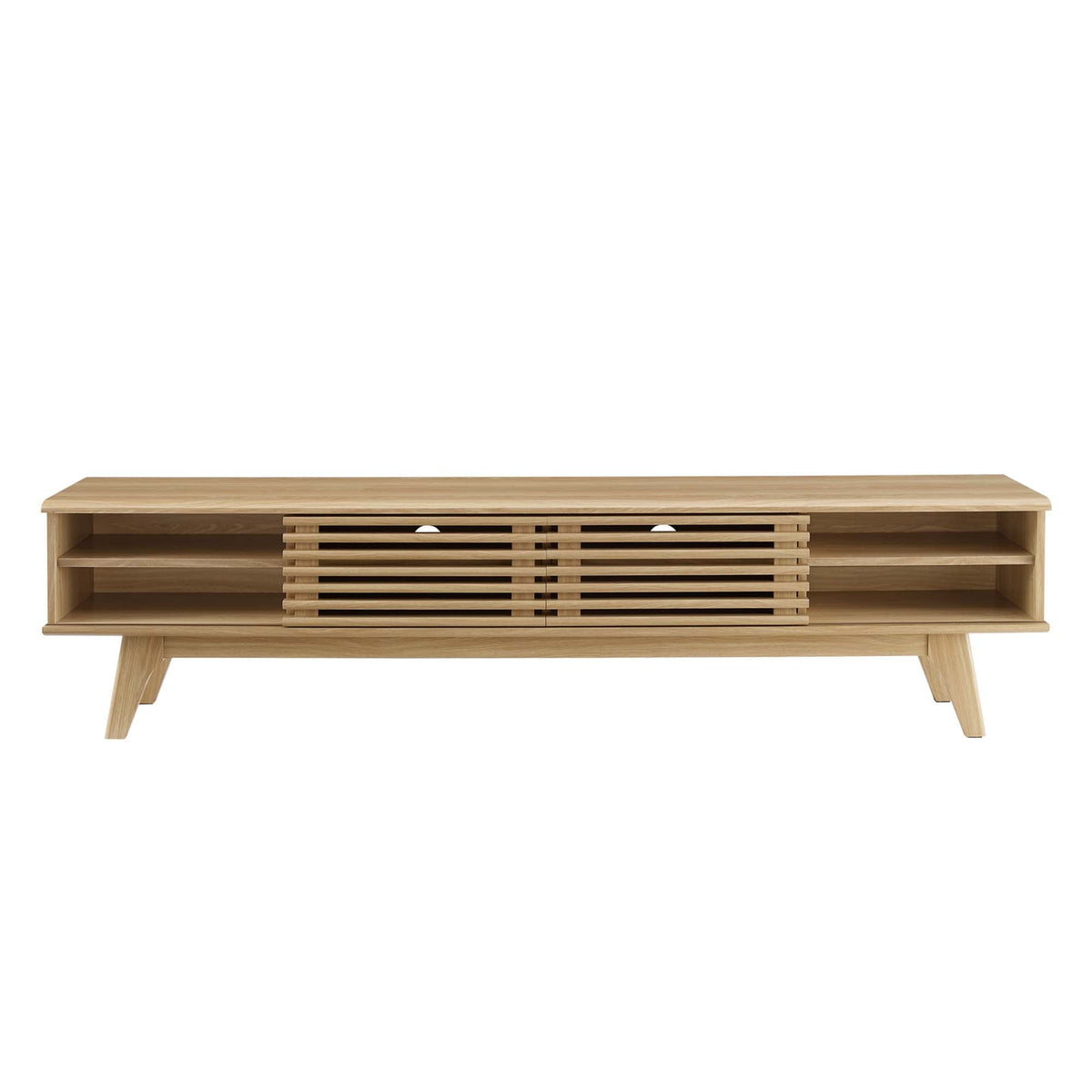 Render 70in entertainment center TV stand natural oak by Modway living room set on Tampa Home & Garden Store