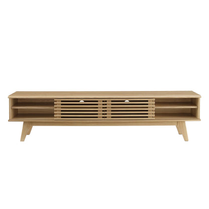Render 70in entertainment center TV stand natural oak by Modway living room set on Tampa Home & Garden Store