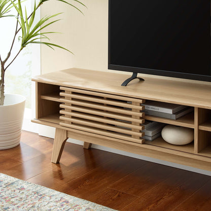 Render 70in Entertainment Center TV Stand by Modway in natural wood with slatted shelves on Tampa Home & Garden Store