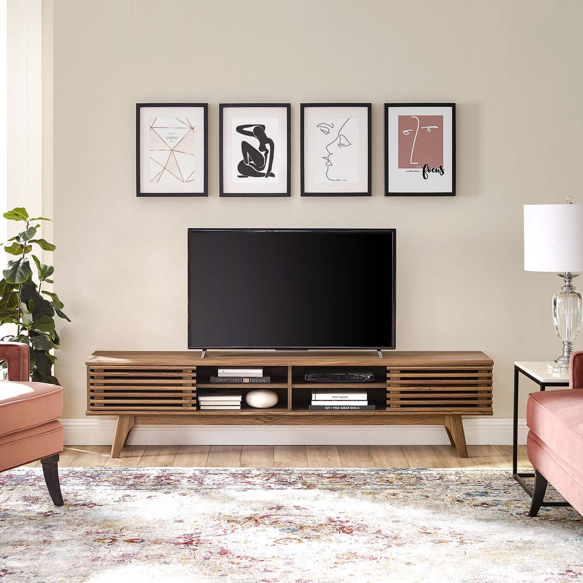 Render 70-inch Entertainment Center TV Stand by Modway, slatted media console HouseOfZazla on Tampa Home & Garden Store