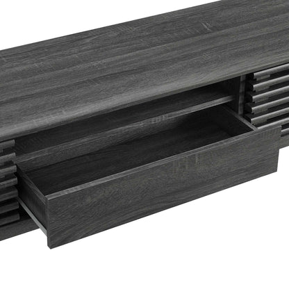 Render TV Stand by Modway in dark gray wood grain with slatted sides, HouseOfZazla set on Tampa Home & Garden Store