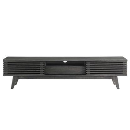 Render TV Stand by Modway, dark wood grain with slatted sides and open center shelf on Tampa Home & Garden Store