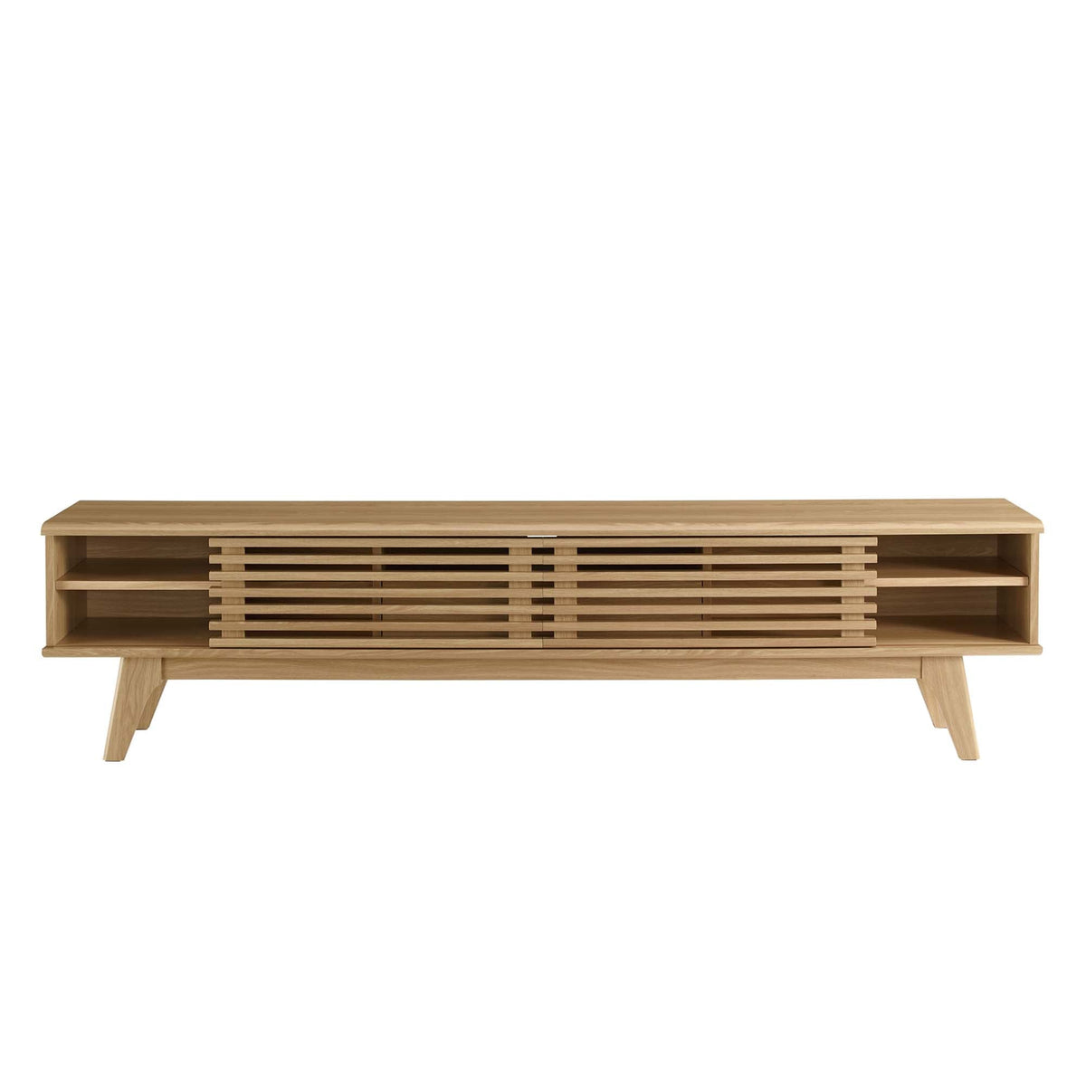 Render TV Stand by Modway, oak wood media console with slatted front for living room on Tampa Home & Garden Store
