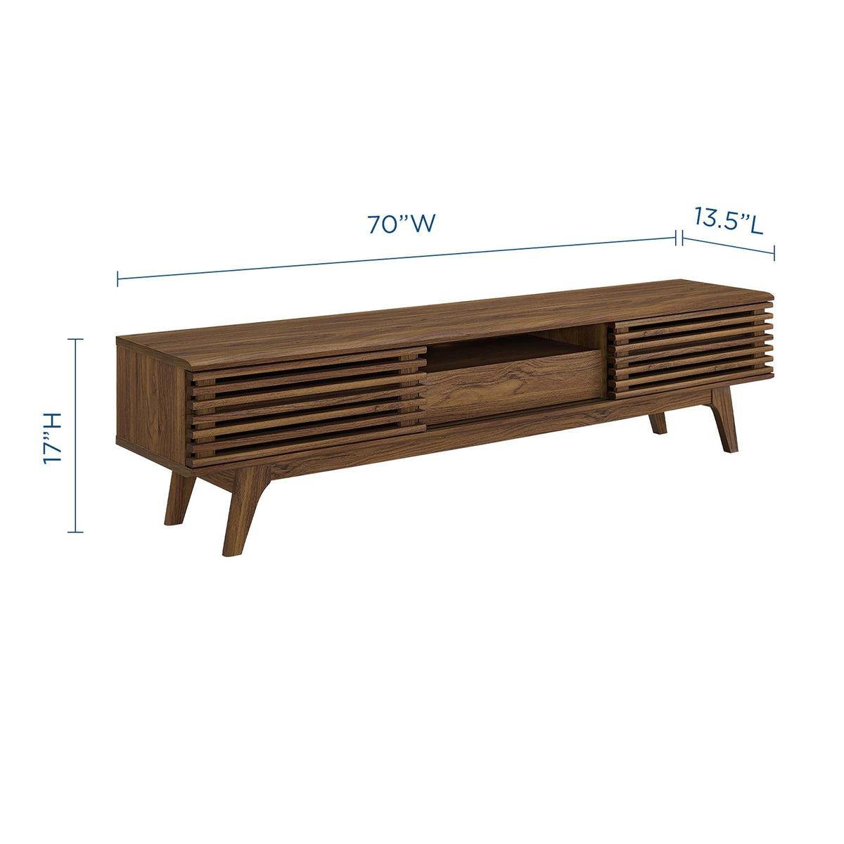 Render TV Stand by Modway in warm wood finish with slatted sides and open storage on Tampa Home & Garden Store