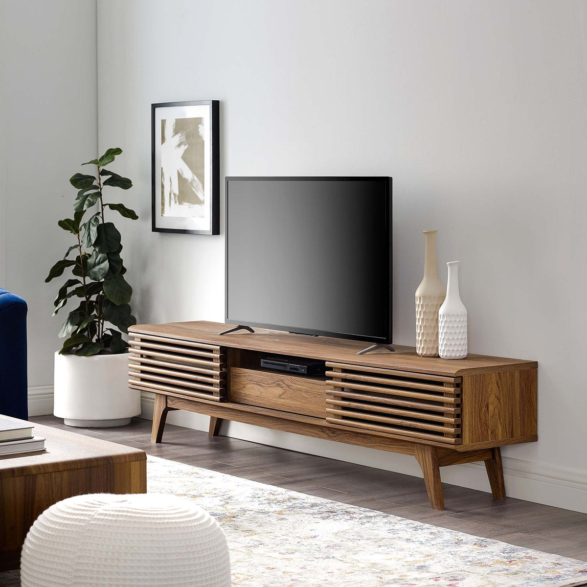 Render TV Stand by Modway, warm wood slatted living room console, HouseOfZazla on Tampa Home & Garden Store