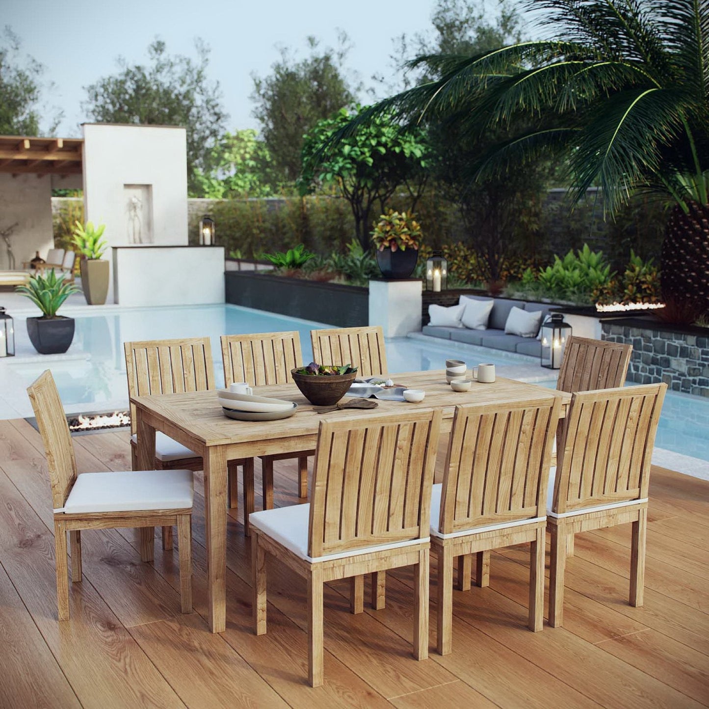 Marina 9 Piece Outdoor Teak Patio Dining Set