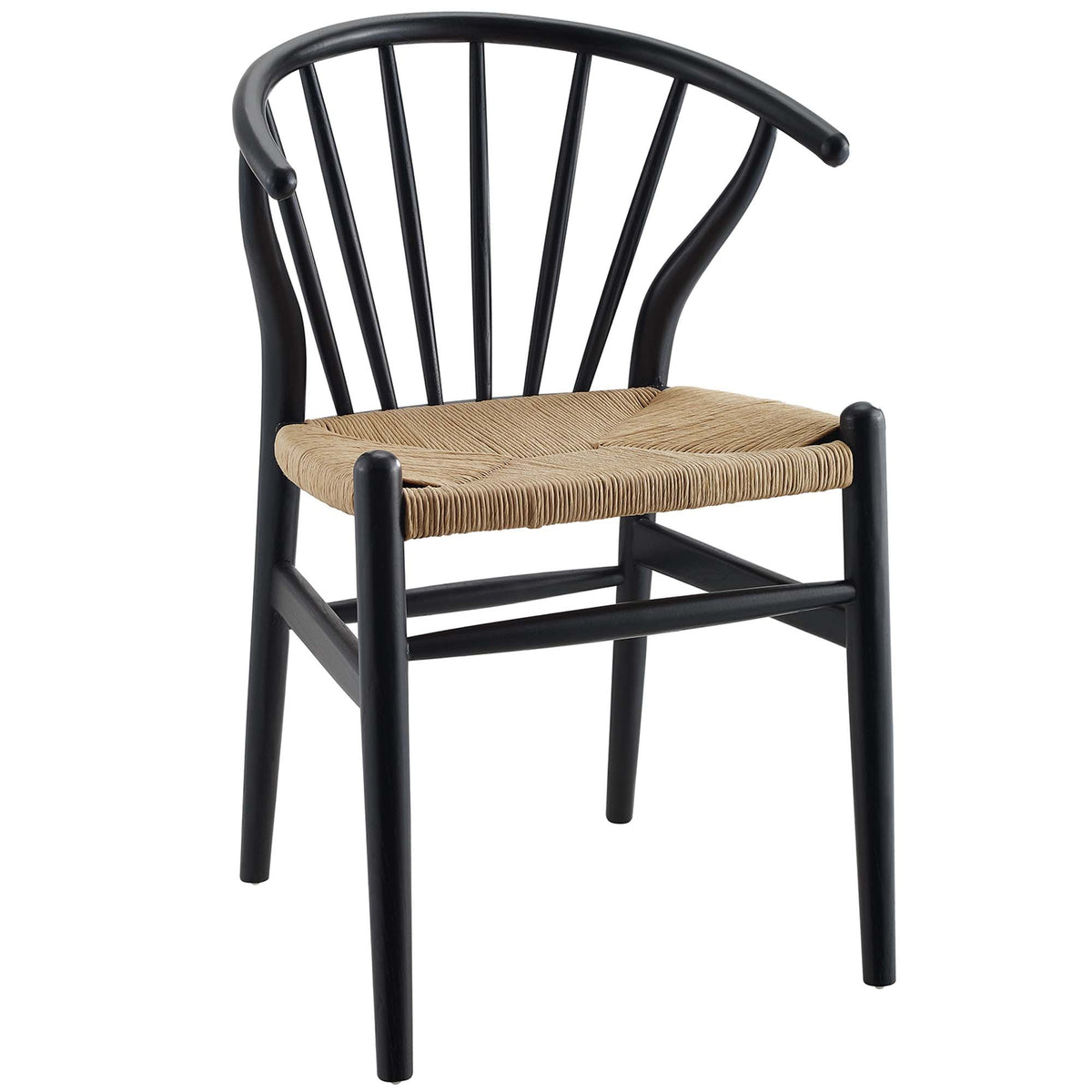 Flourish Spindle Wood Dining Side Chair by Modway, black frame with woven natural seat on Tampa Home & Garden Store