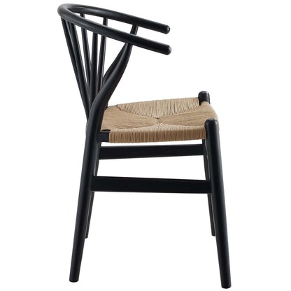 Flourish Spindle Wood Dining Side Chair black frame with natural woven seat by Modway on Tampa Home & Garden Store