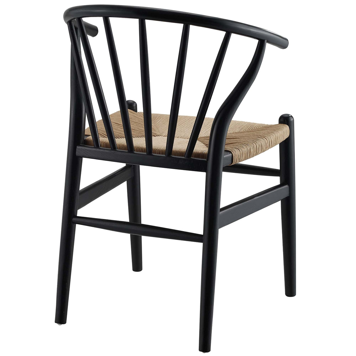 Flourish Spindle Wood Dining Side Chair by Modway black frame with woven seagrass seat on Tampa Home & Garden Store
