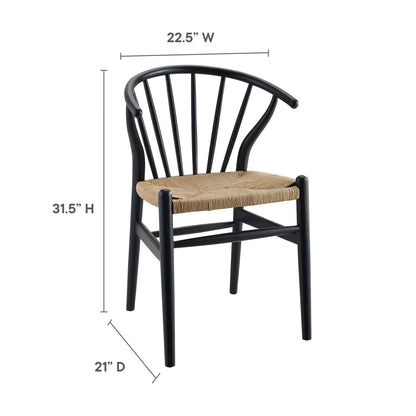 Flourish Spindle Wood Dining Side Chair black wood frame with woven seat on Tampa Home & Garden Store