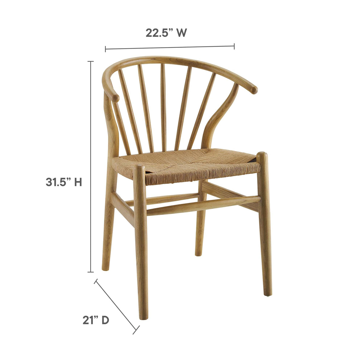 Flourish Spindle Wood Dining Side Chair natural wood finish woven seat HouseOfZazla on Tampa Home & Garden Store