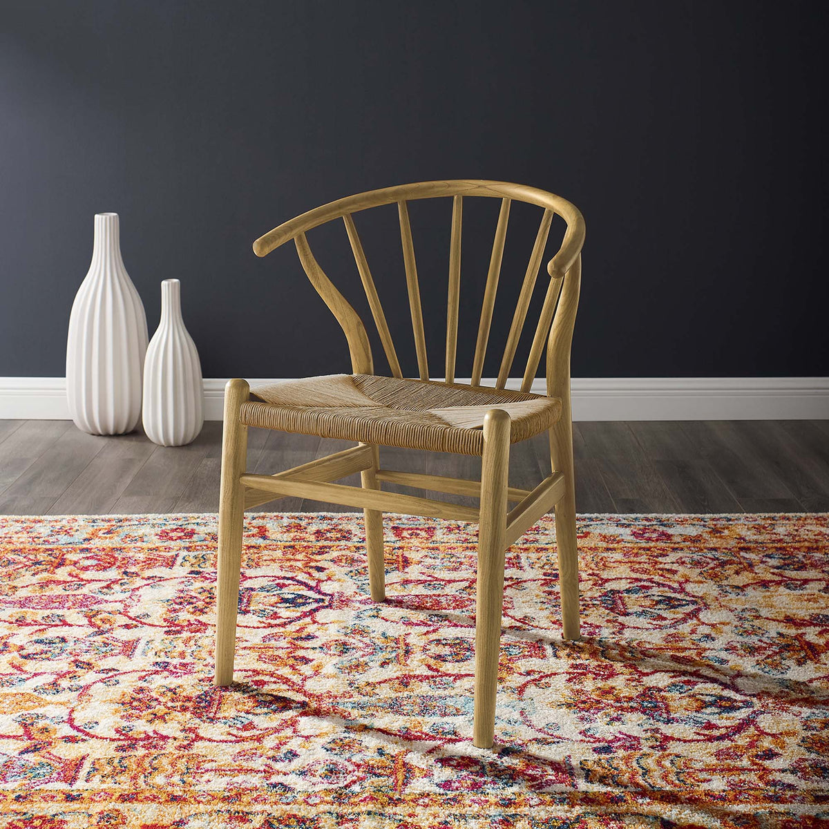Flourish Spindle Wood Dining Side Chair natural wood frame woven seat HouseOfZazla on Tampa Home & Garden Store