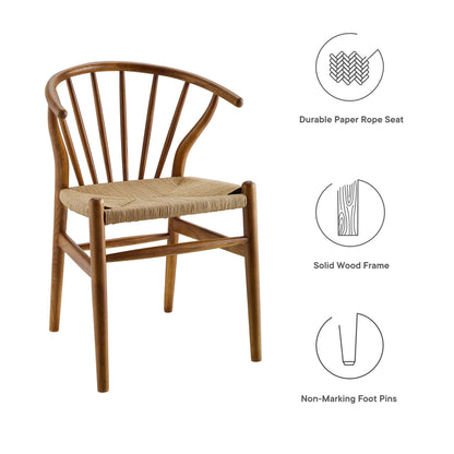 Flourish Spindle Wood Dining Side Chair with rope seat, solid wood frame brown by Modway on Tampa Home & Garden Store