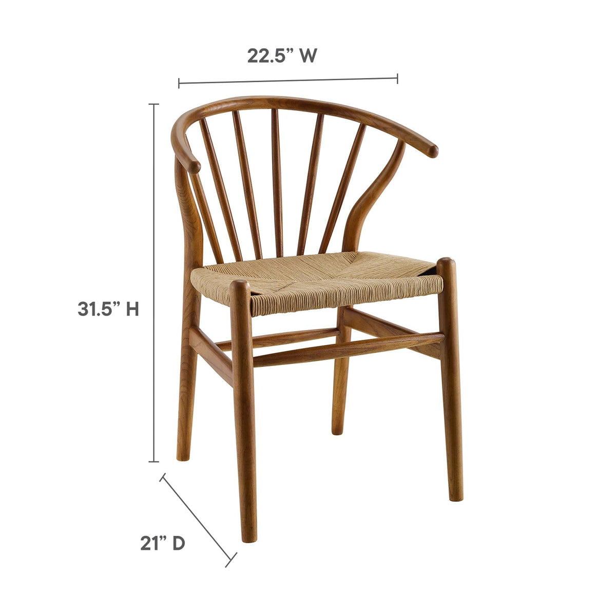 Flourish Spindle Wood Dining Side Chair by Modway in natural wood with a woven seat on Tampa Home & Garden Store