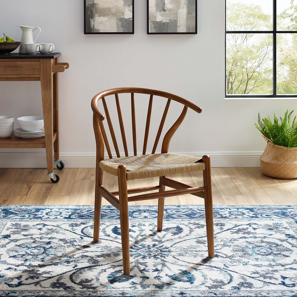 Flourish Spindle Wood Dining Side Chair by Modway, natural wood frame with woven seat on Tampa Home & Garden Store