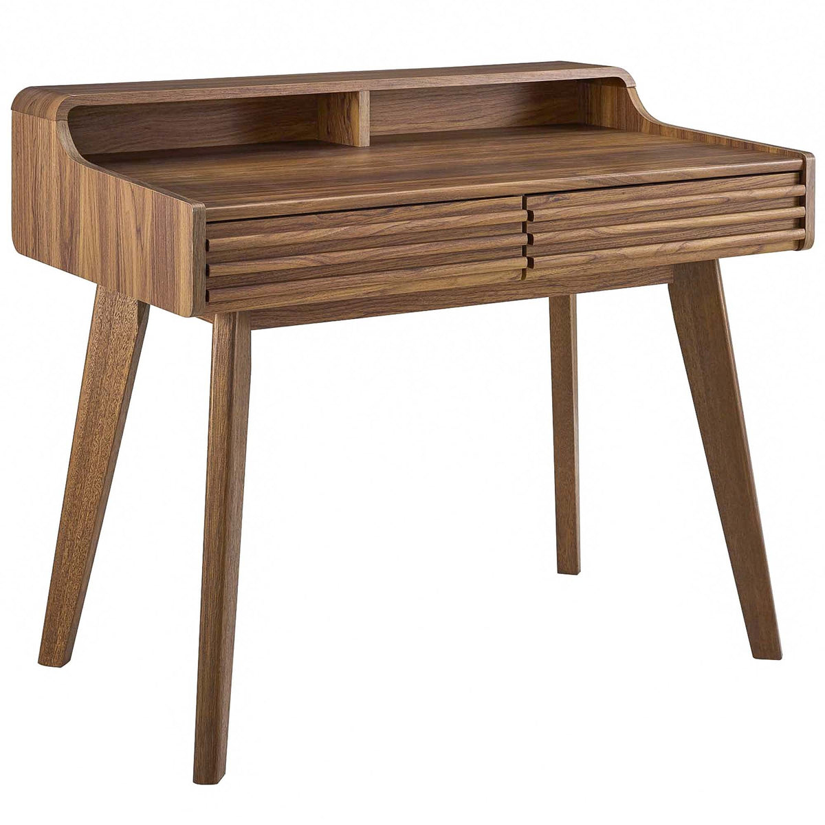 Render Writing Desk by Modway, warm wood desk with curved sides and slatted drawer fronts on Tampa Home & Garden Store