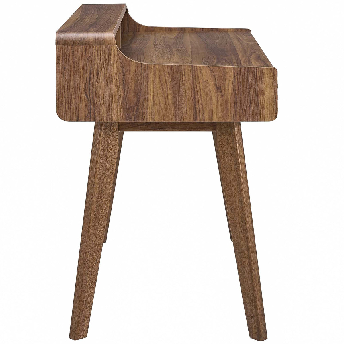 Render Writing Desk by Modway in walnut wood finish with curved front and hutch on Tampa Home & Garden Store