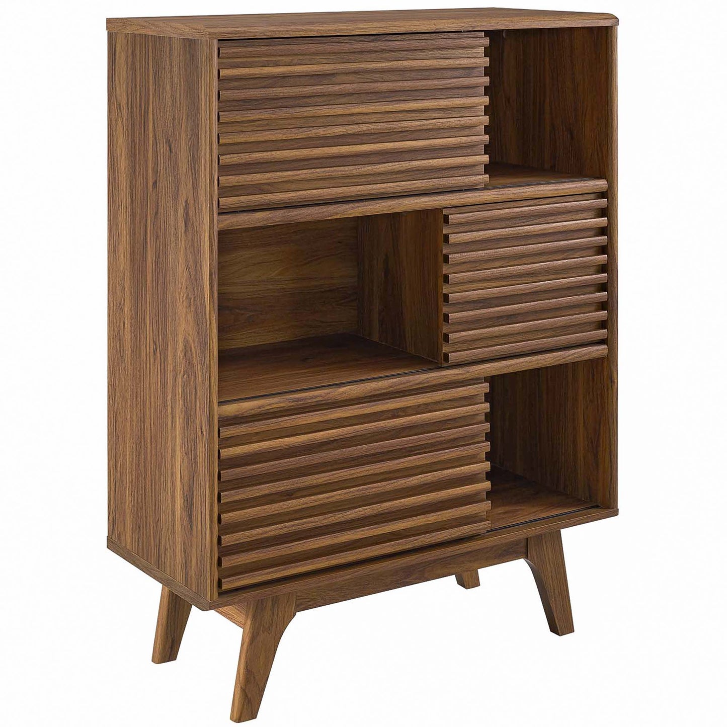 Modway Render Three-Tier Walnut and Storage Stand