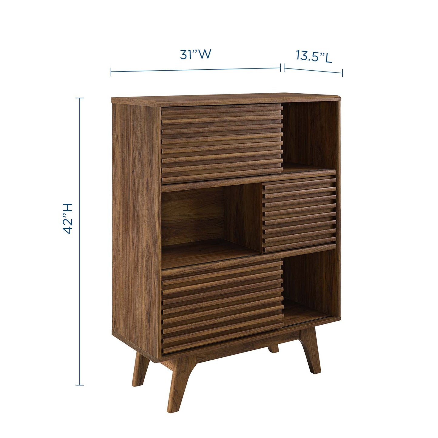 Modway Render Three-Tier Walnut and Storage Stand