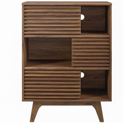 Modway Render Three-Tier Walnut and Storage Stand