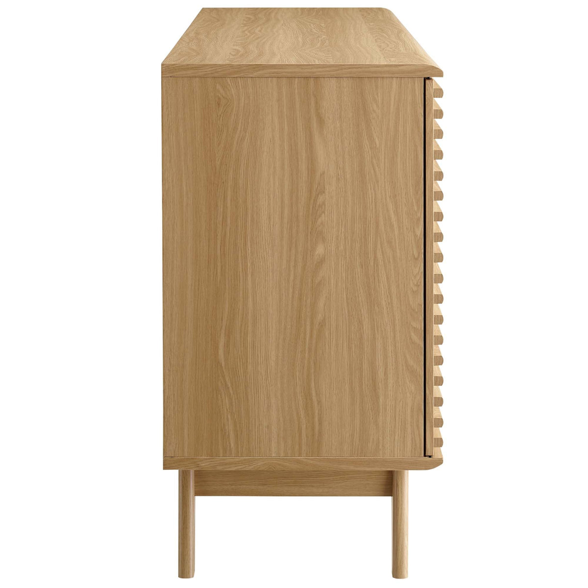 Render 63in oak sideboard buffet with natural wood grain and right slatted edge by Modway on Tampa Home & Garden Store