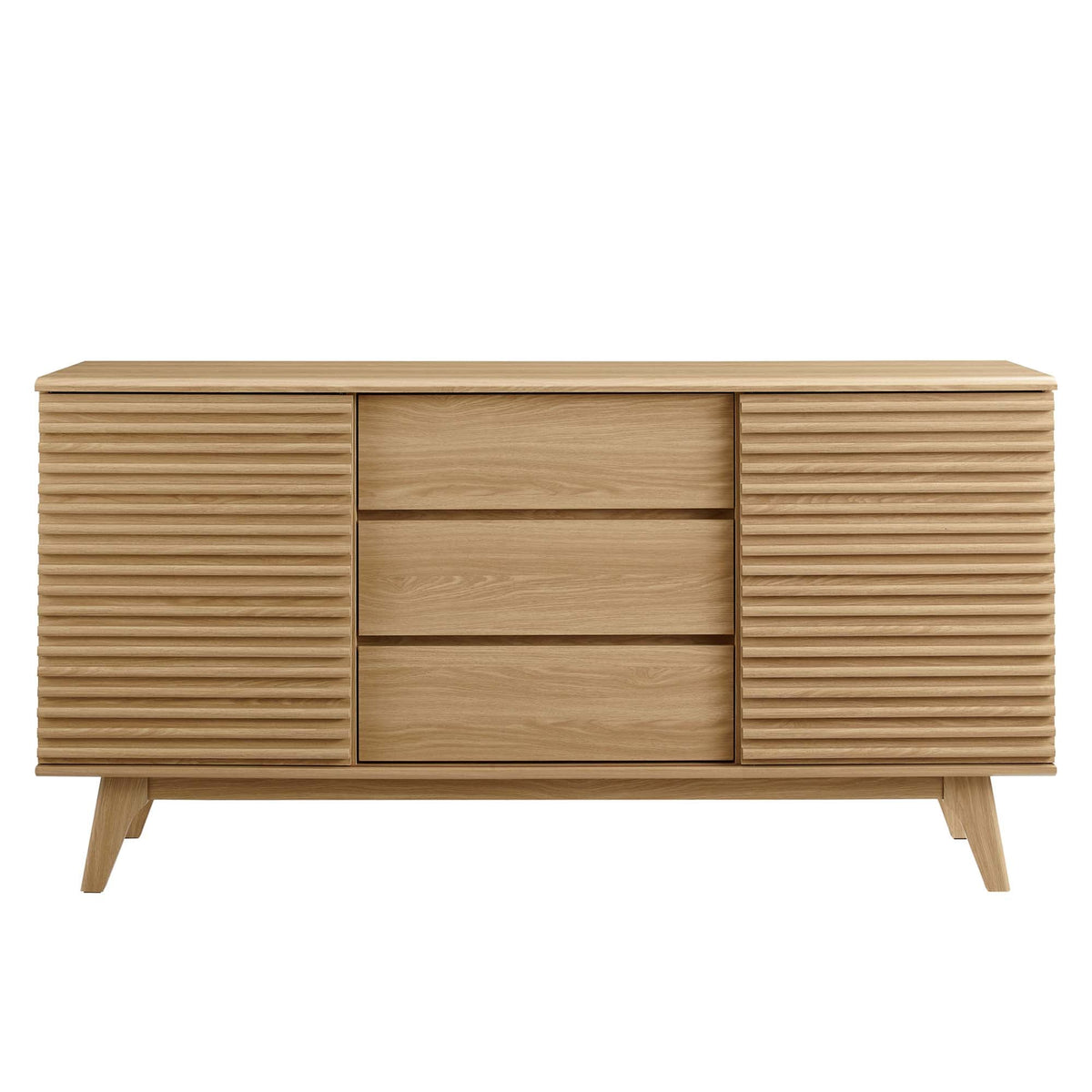 Render 63in sideboard buffet TV stand in light oak with slatted fronts on Tampa Home & Garden Store