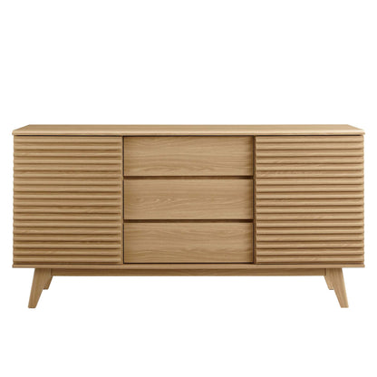 Render 63in sideboard buffet TV stand in light oak with slatted fronts on Tampa Home & Garden Store