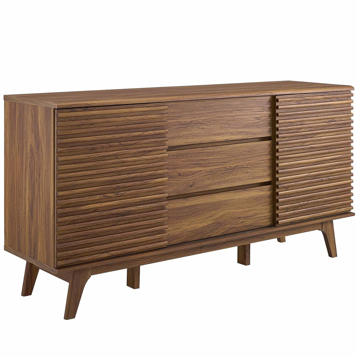Render 63in sideboard buffet by HouseOfZazla in walnut wood with slatted doors on Tampa Home & Garden Store