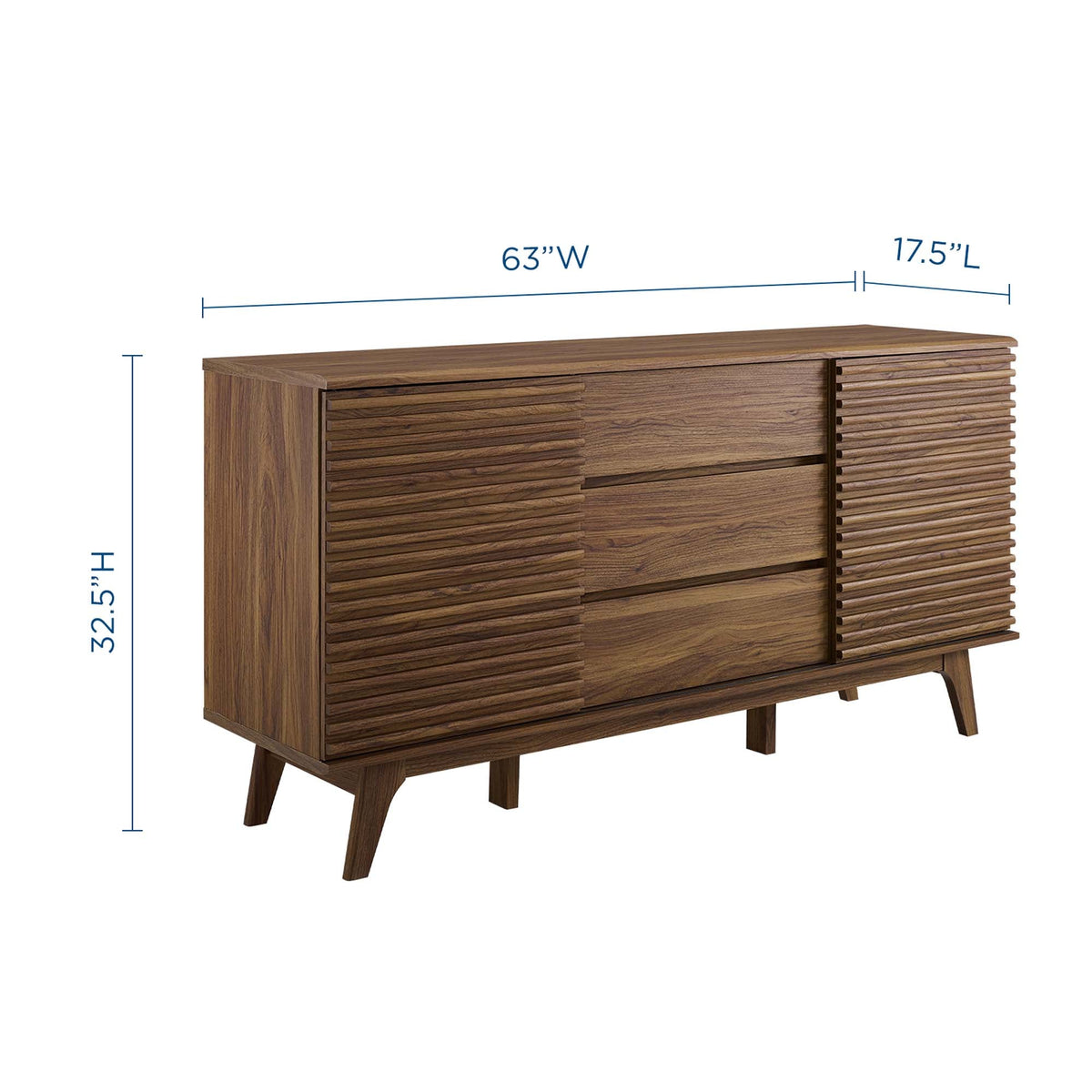 Render 63in sideboard buffet table with slatted front in warm wood finish HouseOfZazla on Tampa Home & Garden Store