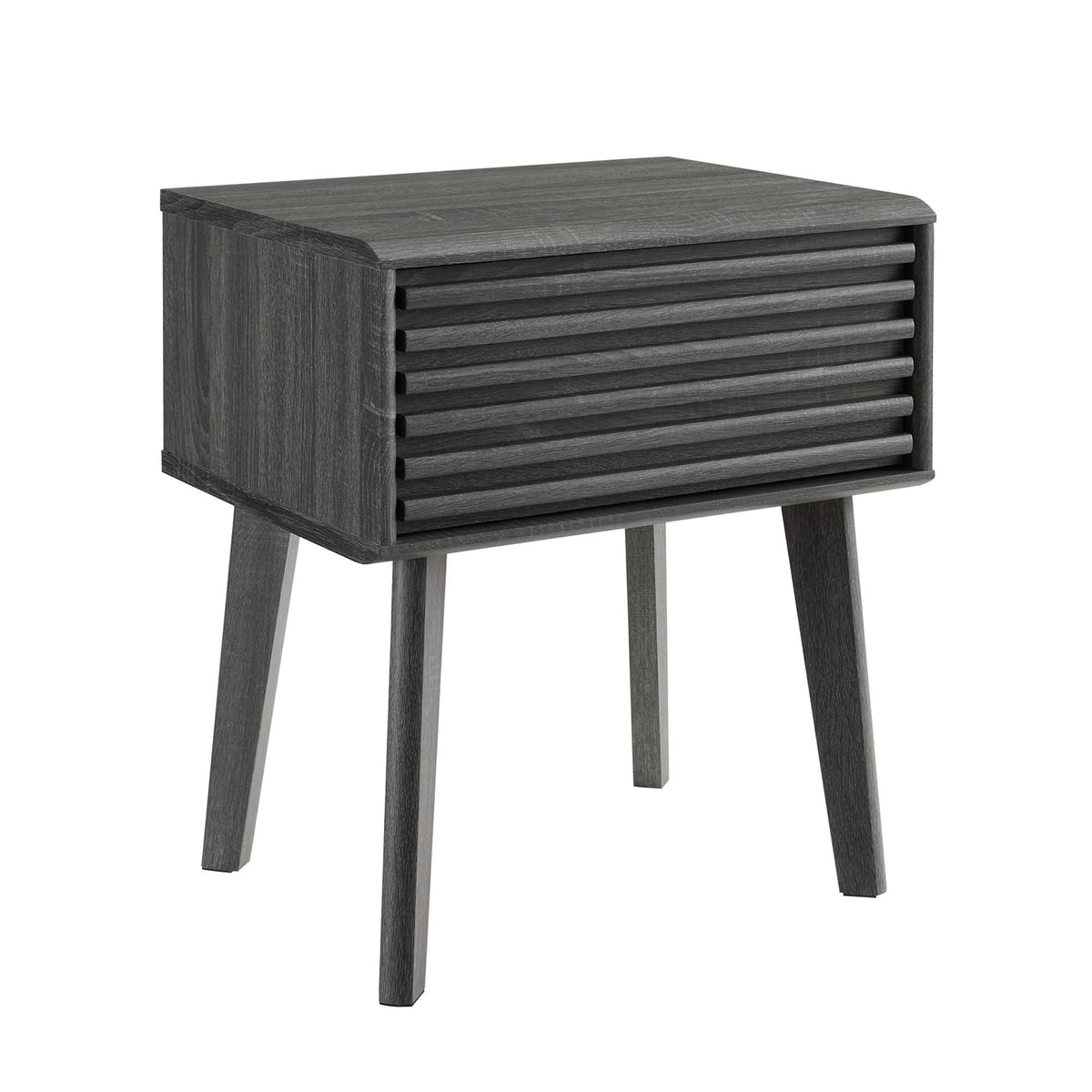 Render End Table by Modway, dark gray wood with a slatted front drawer on Tampa Home & Garden Store