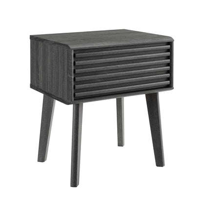 Render End Table by Modway, dark gray wood with a slatted front drawer on Tampa Home & Garden Store