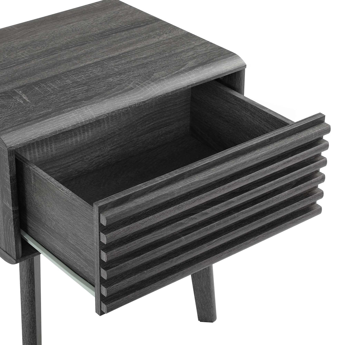 Render End Table by Modway, dark charcoal woodgrain with a slatted front drawer on Tampa Home & Garden Store