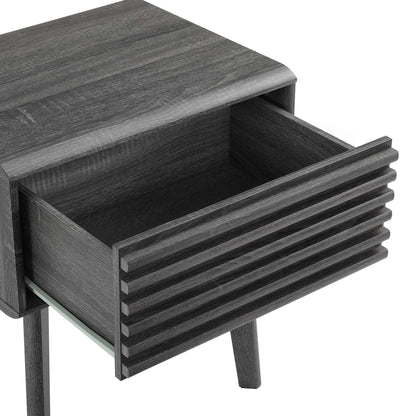 Render End Table by Modway, dark charcoal woodgrain with a slatted front drawer on Tampa Home & Garden Store