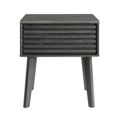 Render End Table by Modway in dark gray wood grain with slatted drawer front on Tampa Home & Garden Store