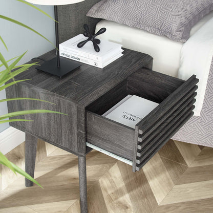 Render End Table by Modway dark woodgrain finish with black metal base, HouseOfZazla on Tampa Home & Garden Store