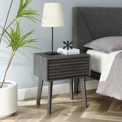 Render End Table by Modway dark gray wood end table with slatted drawer fronts beside bed on Tampa Home & Garden Store